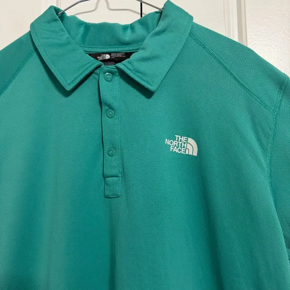 The North Face Mens Flash Dry Polo‎ Shirt Large Performance Stretch Teal Golf